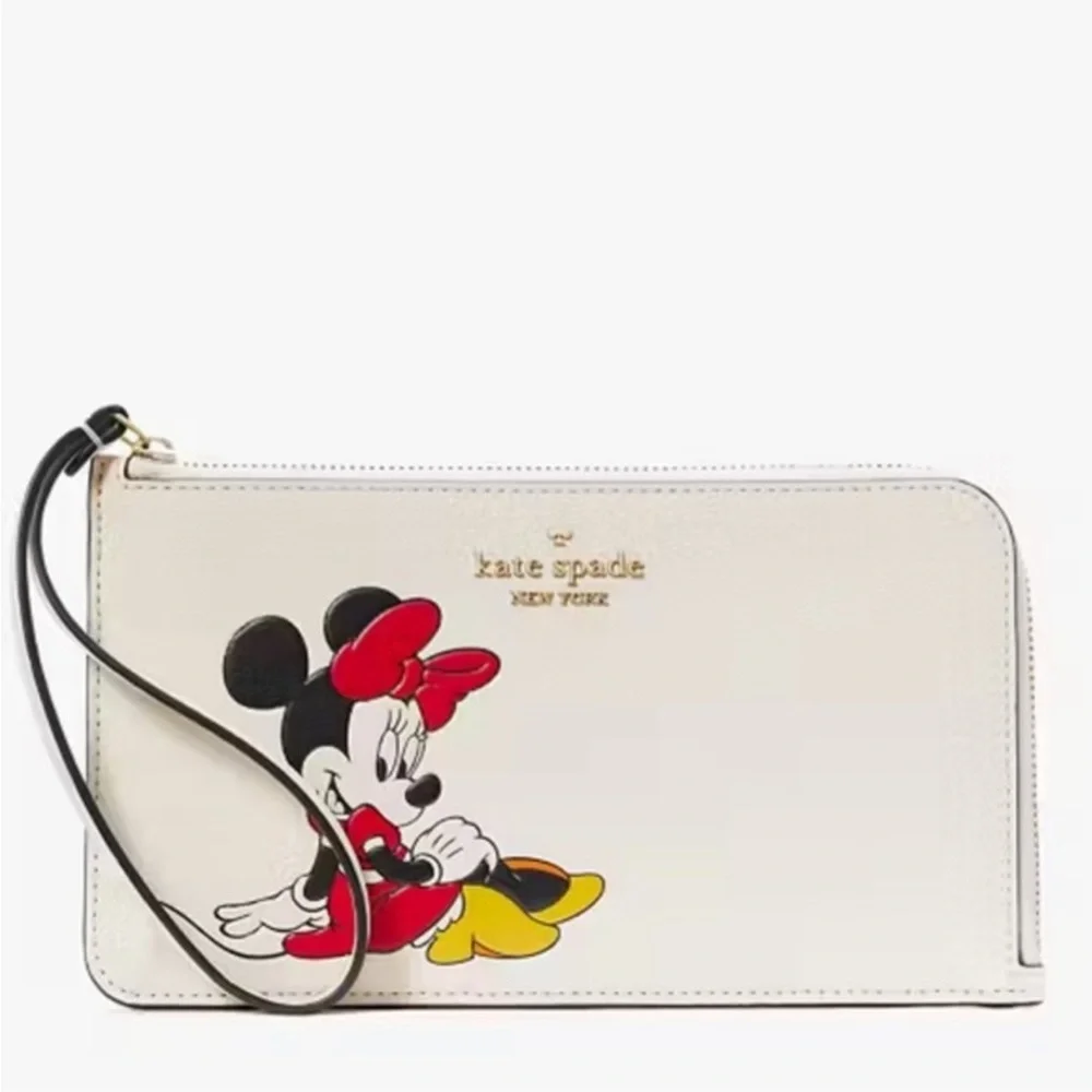 Kate Spade White Wristlet with Minnie Mouse Design